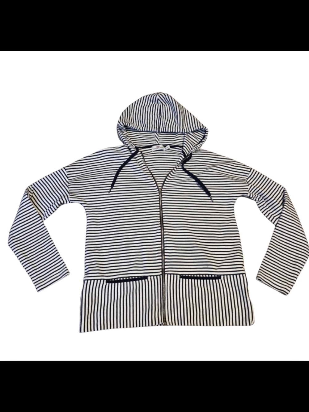 Vineyard Vines Striped Zip Hoodie XS Navy White Nautical Preppy Lightweight - Picture 3 of 4